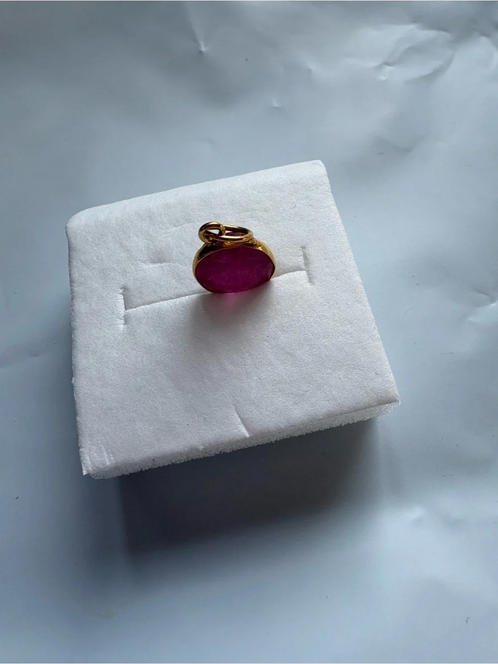 18k gold Ruby Pendant Charm with Gold bail